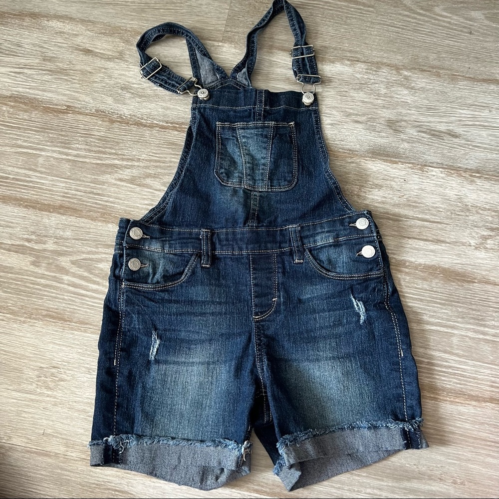 Kids Vanilla Star Distressed Denim Overalls Size 12